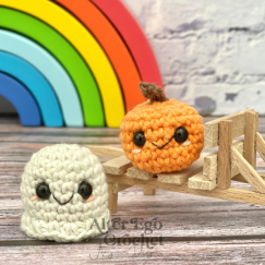 Mini Halloween Ghost and Pumpkin