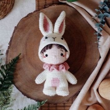 Chibi DOYL in rabbit costume amigurumi pattern by woolly.doodly