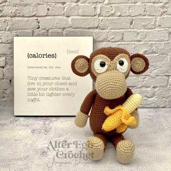 Melvin the Monkey with banana amigurumi pattern by Alter Ego Crochet