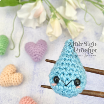 No Sew Mini Water Drop / Rain amigurumi pattern by Alter Ego Crochet