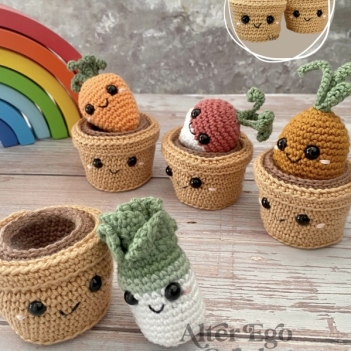 No Sew Veggies in Pots amigurumi pattern by Alter Ego Crochet