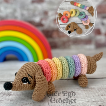 Ringo the Rainbow Dog Stacking Toy amigurumi pattern by Alter Ego Crochet