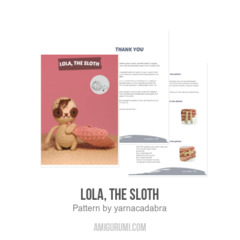 Lola, the sloth amigurumi pattern by yarnacadabra