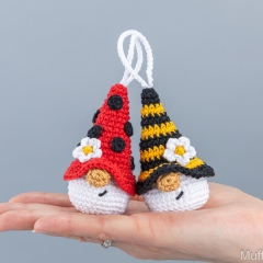 Bee and Ladybug Gnome Keychains amigurumi pattern by Mufficorn