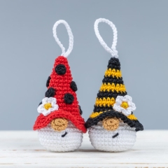 Bee and Ladybug Gnome Keychains amigurumi by Mufficorn