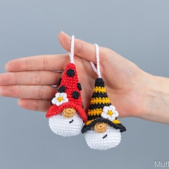 Bee and Ladybug Gnome Keychains amigurumi pattern by Mufficorn