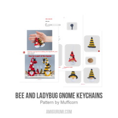 Bee and Ladybug Gnome Keychains amigurumi pattern by Mufficorn