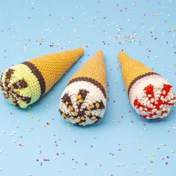 Trio of Ice Cream amigurumi pattern by Make Me Roar