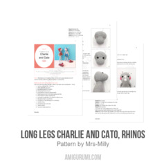 Long Legs Charlie and Cato, rhinos amigurumi pattern by Mrs Milly