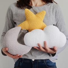 Sky Pillows: Moon, Star and Cloud amigurumi by Ana Maria Craft