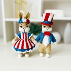 Patriotic bunnies amigurumi pattern by Fluffy Tummy