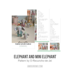 Elephant and mini elephant amigurumi pattern by O Recuncho de Jei