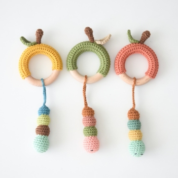 Apple Worm Rattle amigurumi pattern by lilleliis