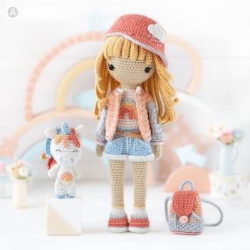 Friendy Mika with Rainbow Unicorn amigurumi pattern by AradiyaToys