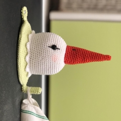 Wall Mount & Hook, Stella the Stork amigurumi by Pepika