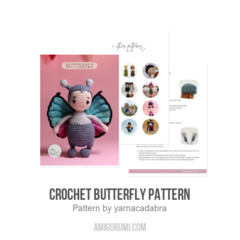 Crochet butterfly pattern amigurumi pattern by yarnacadabra