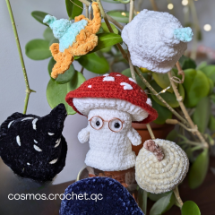 Ellie and her boo-tiful hats  amigurumi by Cosmos.crochet.qc