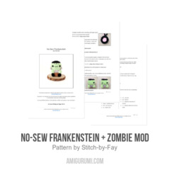 No-Sew Frankenstein + Zombie Mod amigurumi pattern by Stitch by Fay