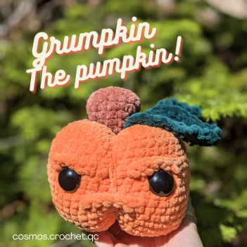 Grumpkin the Pumpkin amigurumi pattern by Cosmos.crochet.qc