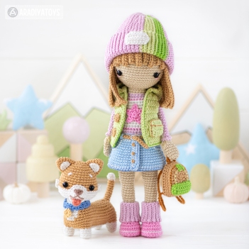 Friendy April with Timmy the Corgi amigurumi pattern by AradiyaToys