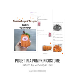 Piglet in a Pumpkin Costume amigurumi pattern by VenelopaTOYS