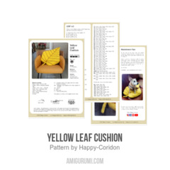 Yellow leaf cushion amigurumi pattern by Happy Coridon