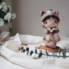 Chibi DOYL in brown bear costume amigurumi pattern by woolly.doodly