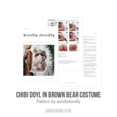 Chibi DOYL in brown bear costume amigurumi pattern by woolly.doodly