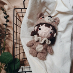 Chibi WYLO in brown bear costume amigurumi by woolly.doodly