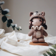 Chibi WYLO in brown bear costume amigurumi pattern by woolly.doodly