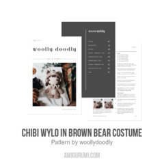 Chibi WYLO in brown bear costume amigurumi pattern by woolly.doodly