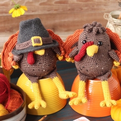 Turkey Gnome and Turkey Friend amigurumi by Jen Hayes Creations