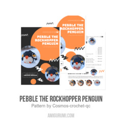 Pebble the rockhopper penguin amigurumi pattern by Cosmos.crochet.qc