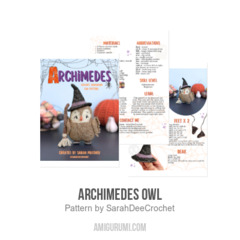 Archimedes Owl amigurumi pattern by SarahDeeCrochet