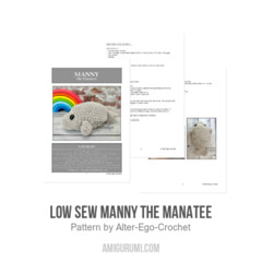 Low Sew Manny the Manatee amigurumi pattern by Alter Ego Crochet