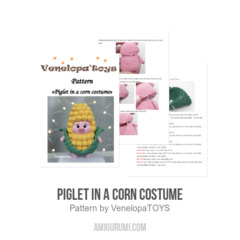 Piglet in a corn costume amigurumi pattern by VenelopaTOYS