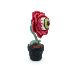 Halloween Eyeball Rose Flower amigurumi pattern by RoKiKi