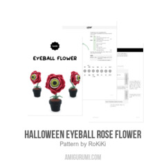 Halloween Eyeball Rose Flower amigurumi pattern by RoKiKi