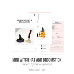 Mini Witch Hat and Broomstick amigurumi pattern by Curiouspapaya