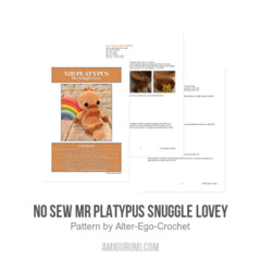 NO SEW Mr Platypus Snuggle Lovey amigurumi pattern by Alter Ego Crochet