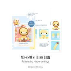 No-Sew Sitting lion amigurumi pattern by Hugurumitoys