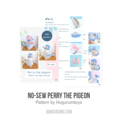 No-sew Perry the pigeon amigurumi pattern by Hugurumitoys