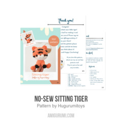 No-sew Sitting Tiger amigurumi pattern by Hugurumitoys