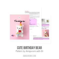 Cute birthday Bear amigurumi pattern by Amigurumi with Eli