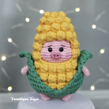 Piglet in a corn costume amigurumi pattern by VenelopaTOYS