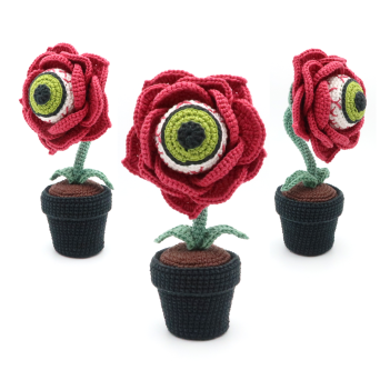 Halloween Eyeball Rose Flower amigurumi pattern by RoKiKi