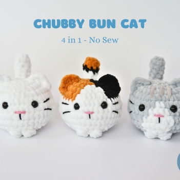 4-in-1 No-Sew Chubby Bun Cats amigurumi pattern by Crochet Pattern By Nina