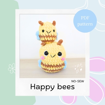 No-sew bees - 2 sizes amigurumi pattern