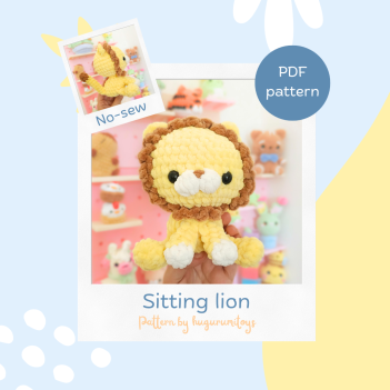 No-Sew Sitting lion amigurumi pattern by Hugurumitoys