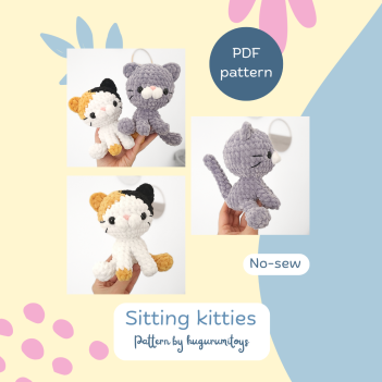 No-sew Sitting cat amigurumi pattern by Hugurumitoys